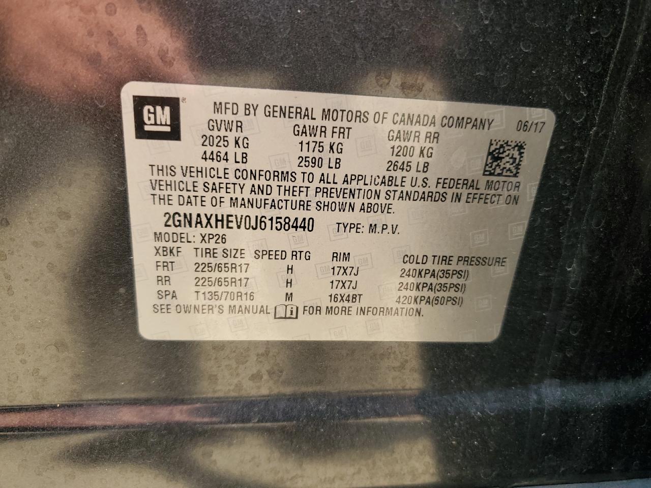 2GNAXHEV0J6158440 2018 Chevrolet Equinox Ls