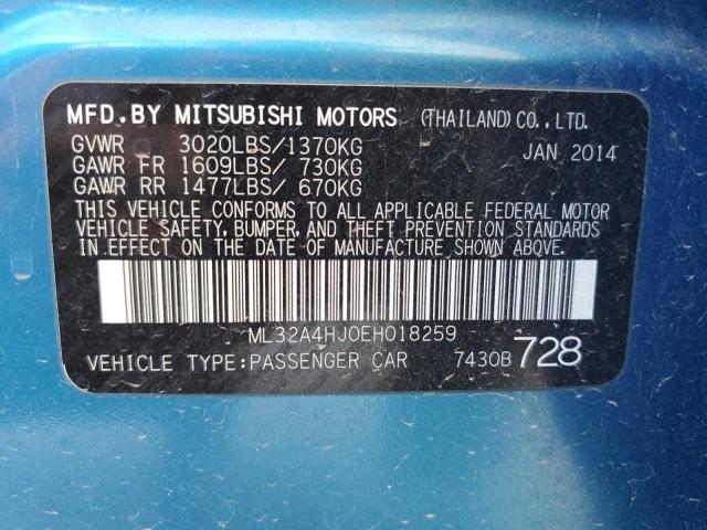 2014 Mitsubishi Mirage Es VIN: ML32A4HJ0EH018259 Lot: 56215564