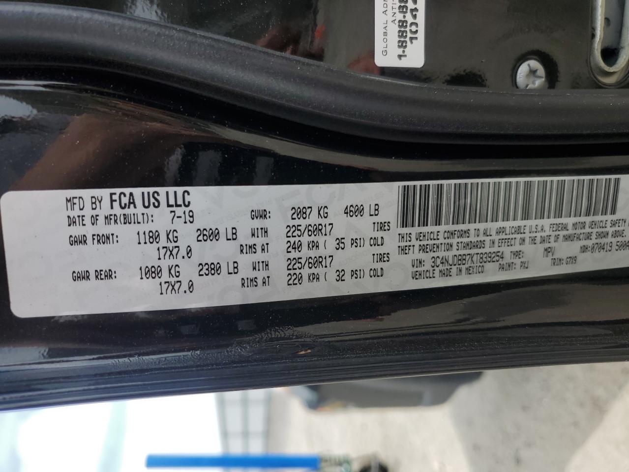 3C4NJDBB7KT839254 2019 Jeep Compass Latitude