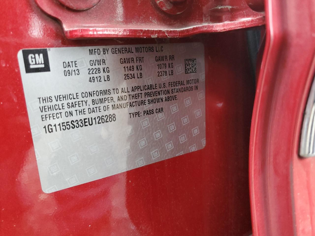 1G1155S33EU126288 2014 Chevrolet Impala Ltz