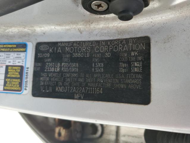 2010 Kia Soul + VIN: KNDJT2A22A7111164 Lot: 55605874