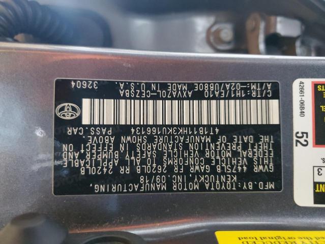 VIN 4T1B11HK3KU166134 2019 Toyota Camry, L no.12