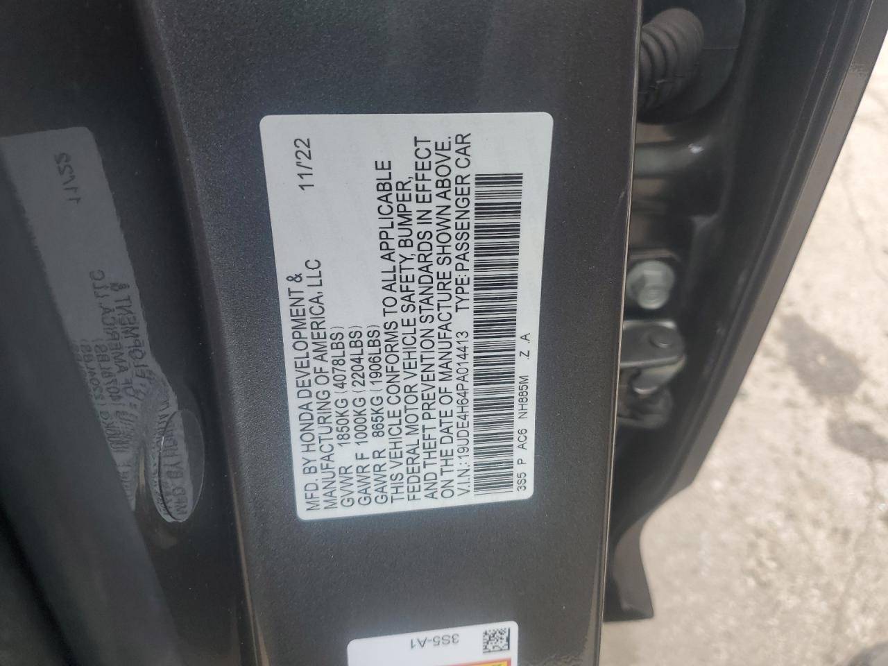 19UDE4H64PA014413 2023 Acura Integra A-Spec Tech