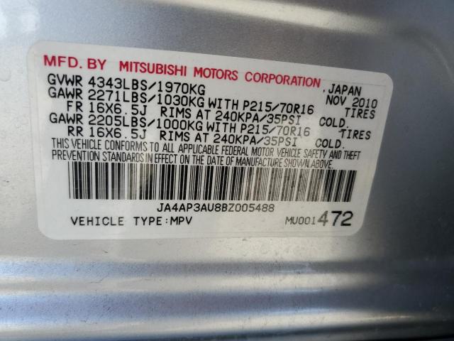 2011 Mitsubishi Outlander Sport Es VIN: JA4AP3AU8BZ005488 Lot: 54821374