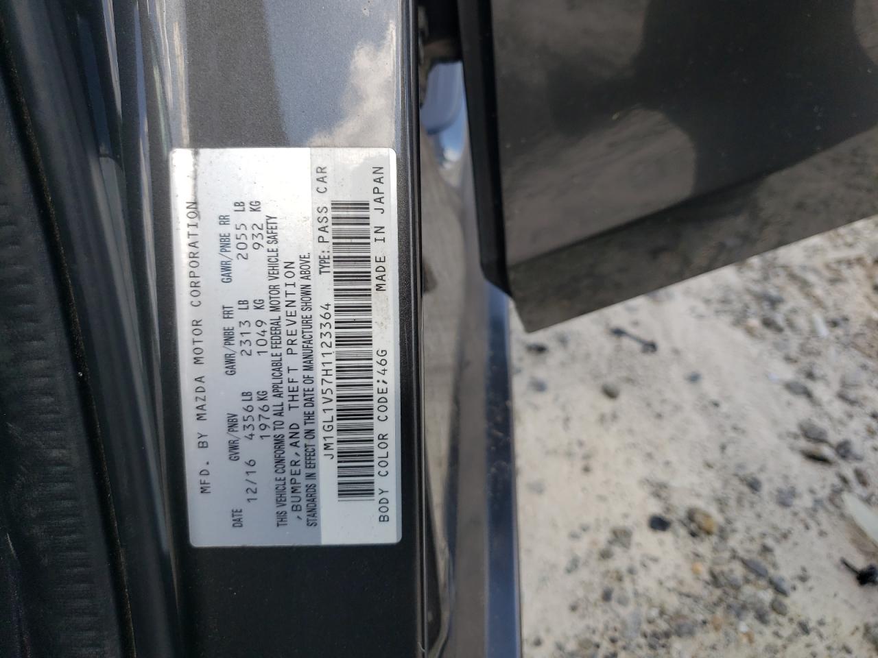 JM1GL1V57H1123364 2017 Mazda 6 Touring