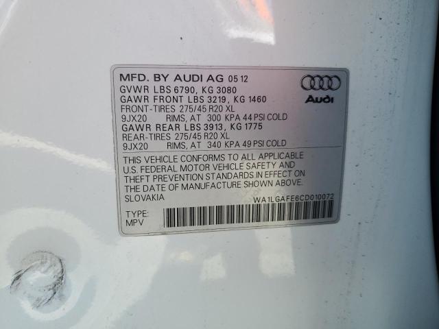 2012 Audi Q7 Premium Plus VIN: WA1LGAFE6CD010072 Lot: 54741604