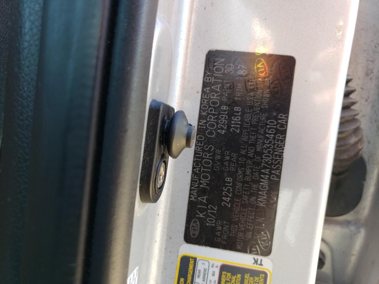 KNAGM4A73D5354610 2013 Kia Optima Lx