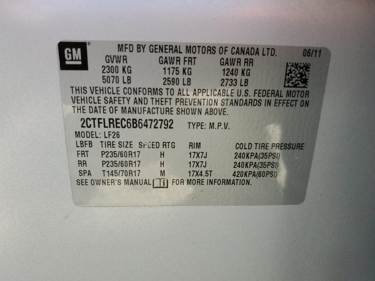 2CTFLREC6B6472792 2011 GMC Terrain Sle