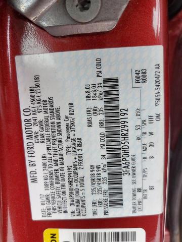 2017 FORD FUSION SE - 3FA6P0HD5HR299192
