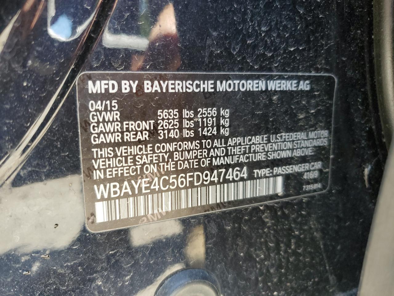 WBAYE4C56FD947464 2015 BMW 740 Li