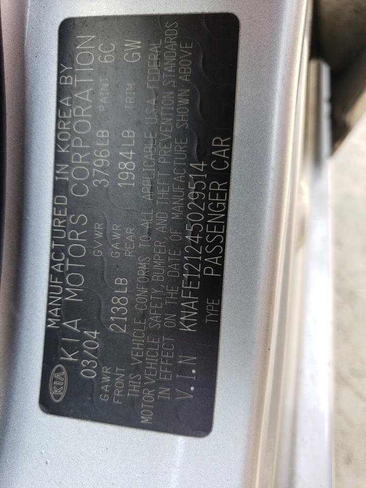 KNAFE121245029514 2004 Kia Spectra Lx