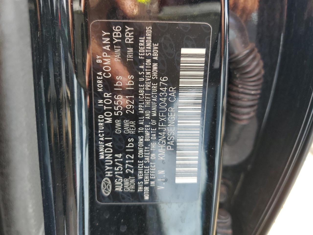 KMHGN4JFXFU043476 2015 Hyundai Genesis 5.0L