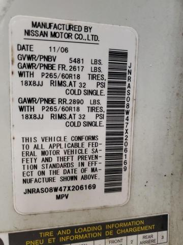 2007 Infiniti Fx35 VIN: JNRAS08W47X206169 Lot: 55217364