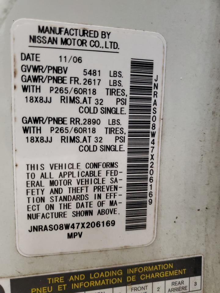 JNRAS08W47X206169 2007 Infiniti Fx35