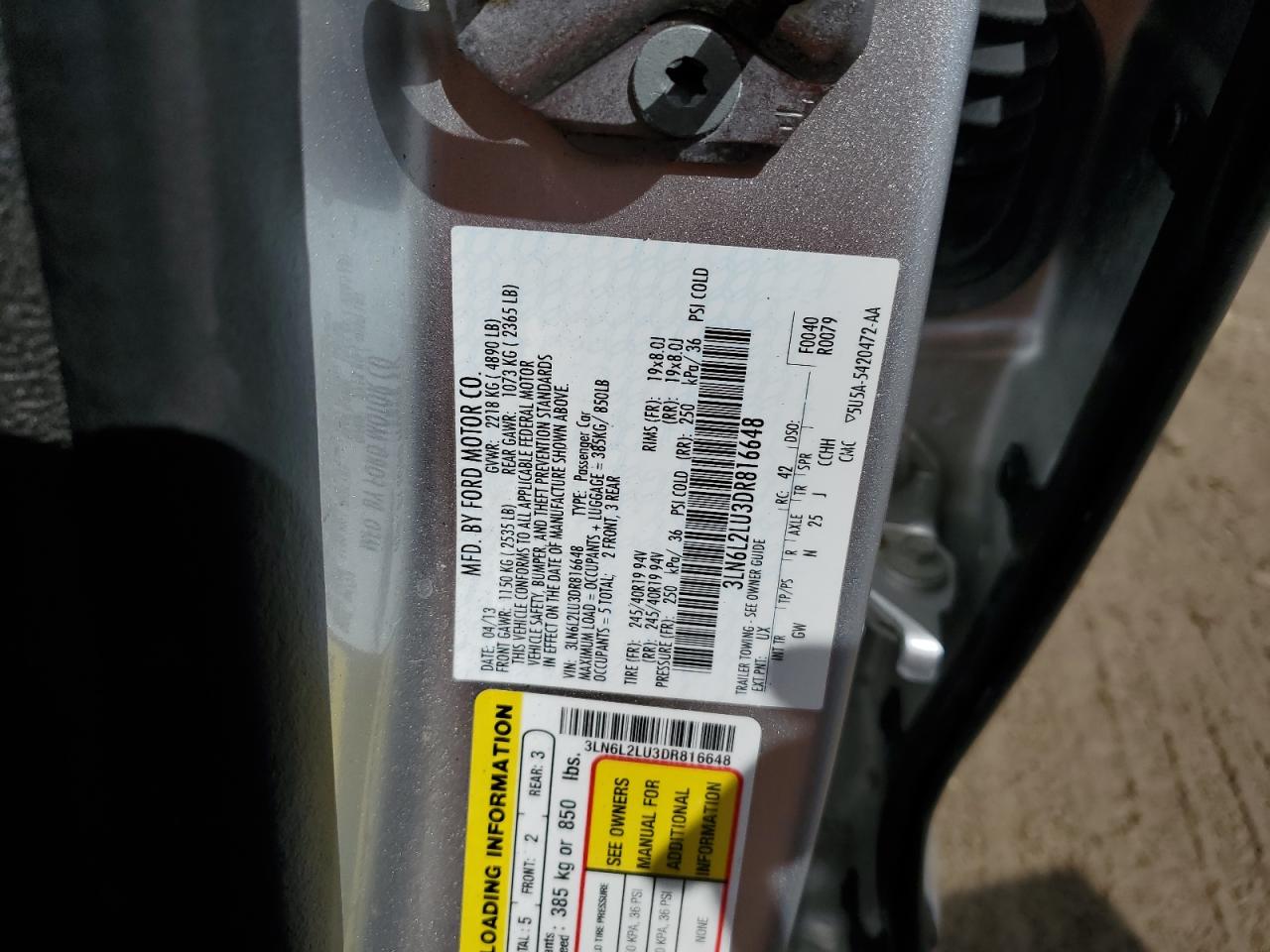 3LN6L2LU3DR816648 2013 Lincoln Mkz Hybrid