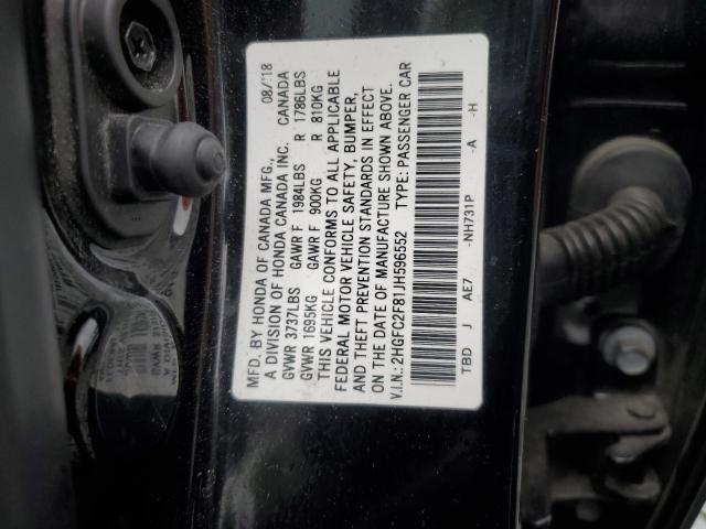 2018 HONDA CIVIC EX - 2HGFC2F81JH596552