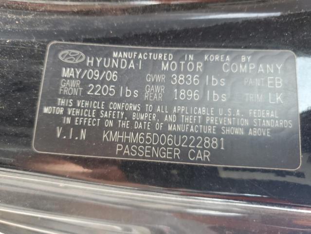 2006 Hyundai Tiburon Gs VIN: KMHHM65D06U222881 Lot: 53849354