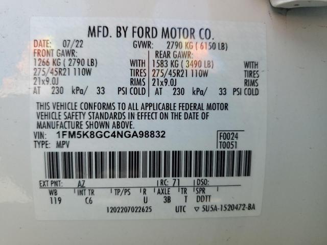 2022 Ford Explorer St VIN: 1FM5K8GC4NGA98832 Lot: 53882254