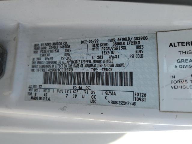 1999 Ford Econoline E150 Van VIN: 1FTRE1420XHC13570 Lot: 53660064