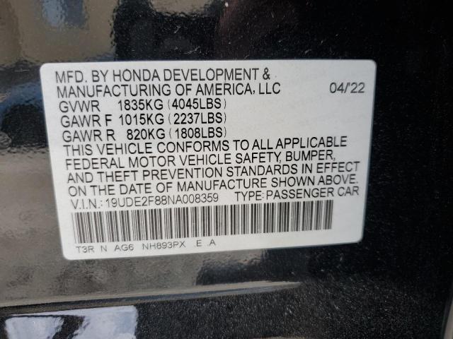 2022 ACURA ILX PREMIU 19UDE2F88NA008359
