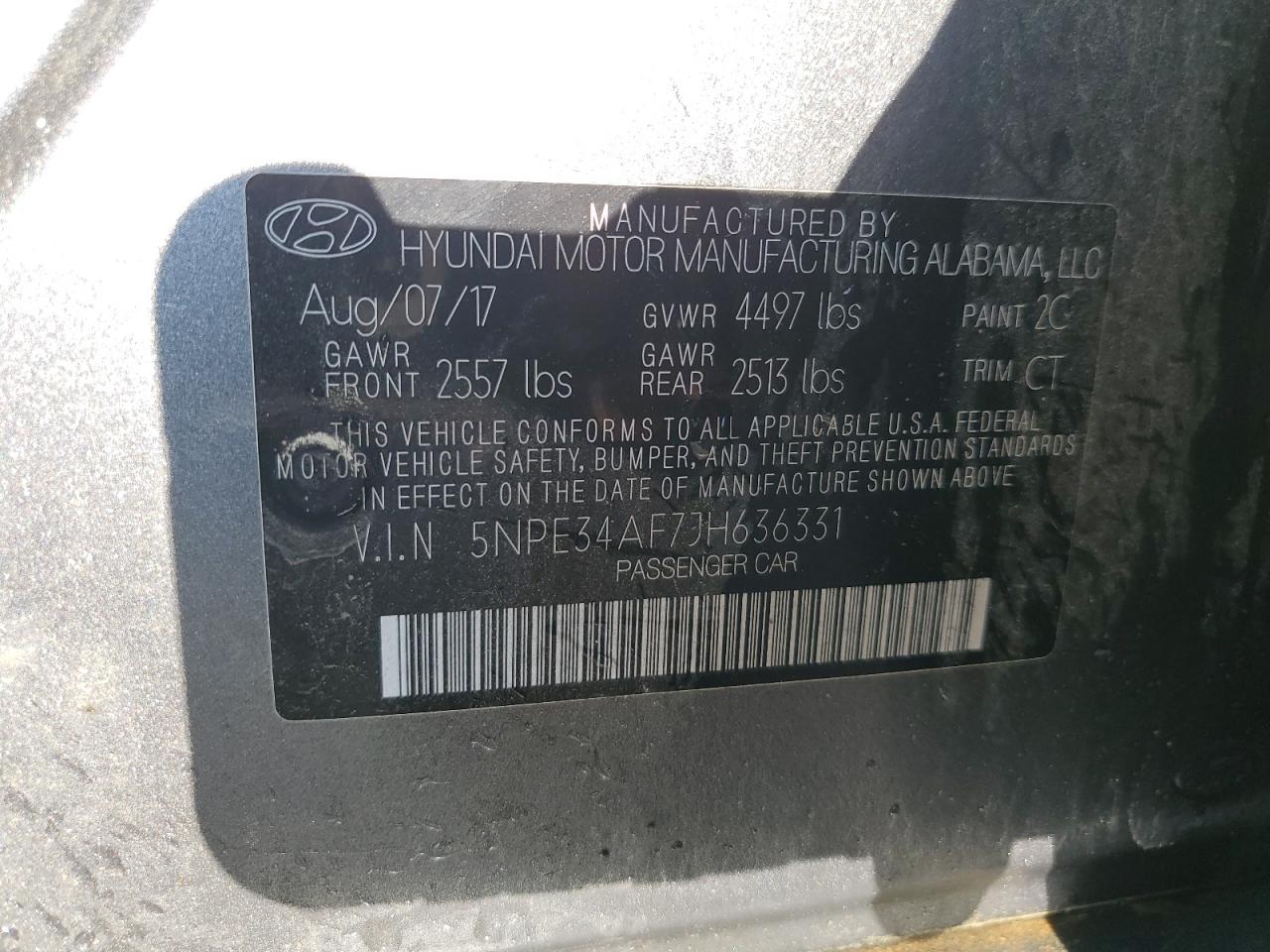 5NPE34AF7JH636331 2018 Hyundai Sonata Sport