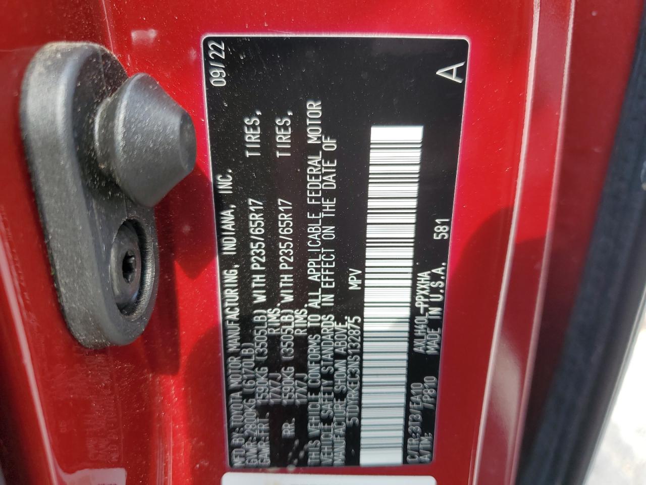 5TDYRKEC3NS132875 2022 Toyota Sienna Xle