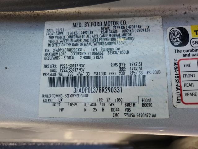 2011 Ford Fusion Hybrid VIN: 3FADP0L37BR290331 Lot: 56131774