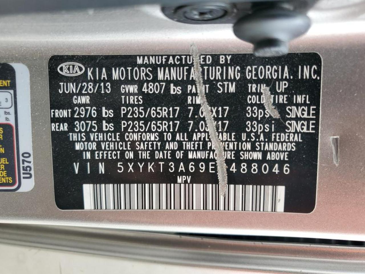 5XYKT3A69EG488046 2014 Kia Sorento Lx