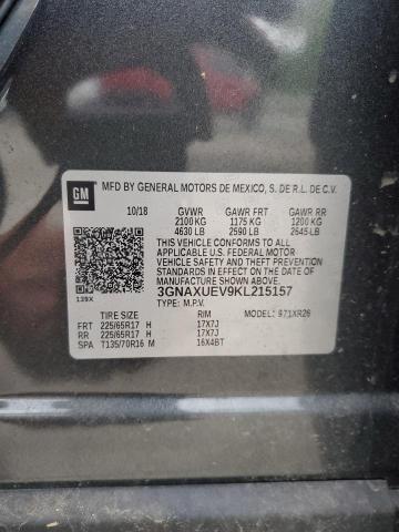 2019 Chevrolet Equinox Lt VIN: 3GNAXUEV9KL215157 Lot: 54984134