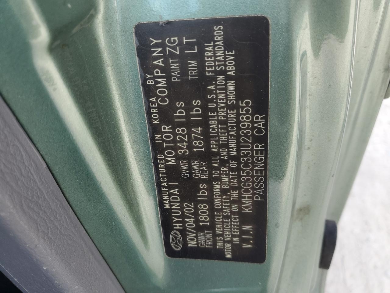 KMHCG35C33U239855 2003 Hyundai Accent Gl