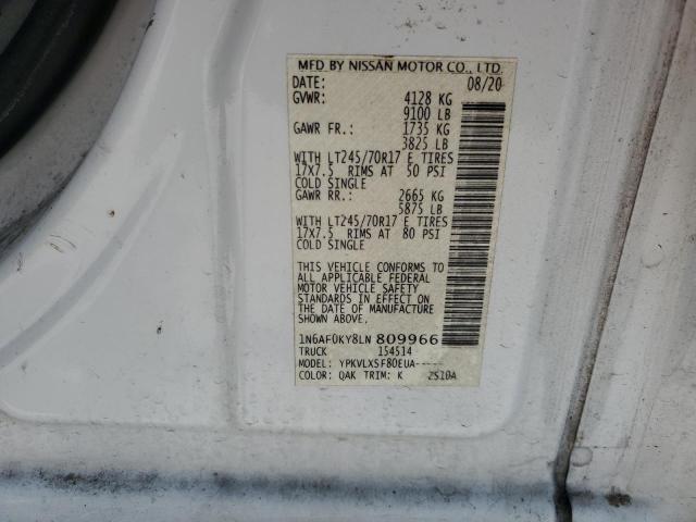 2020 Nissan Nv 2500 Sv VIN: 1N6AF0KY8LN809966 Lot: 54026604