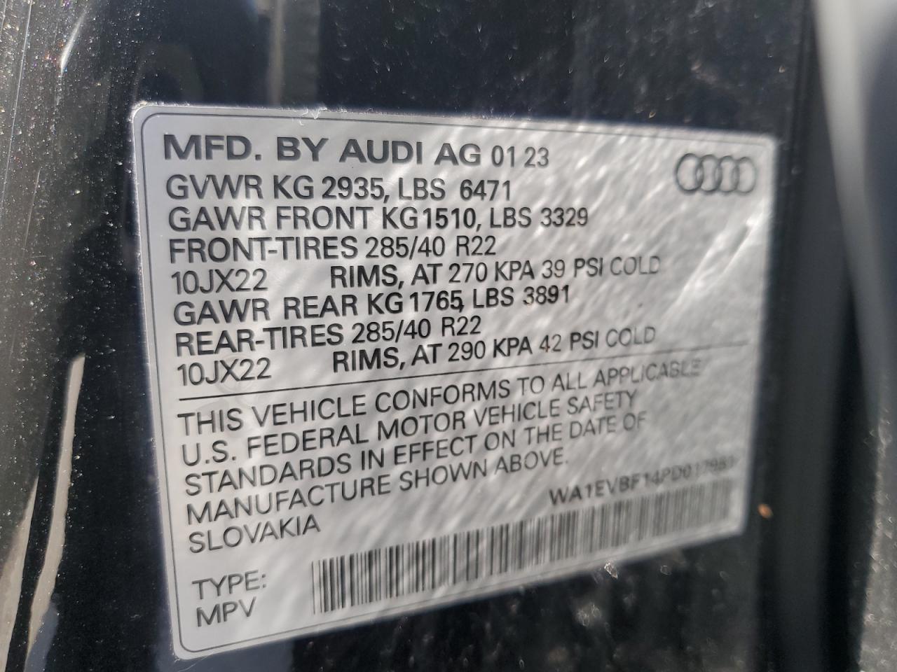 WA1EVBF14PD017951 2023 Audi Q8 Premium Plus S-Line