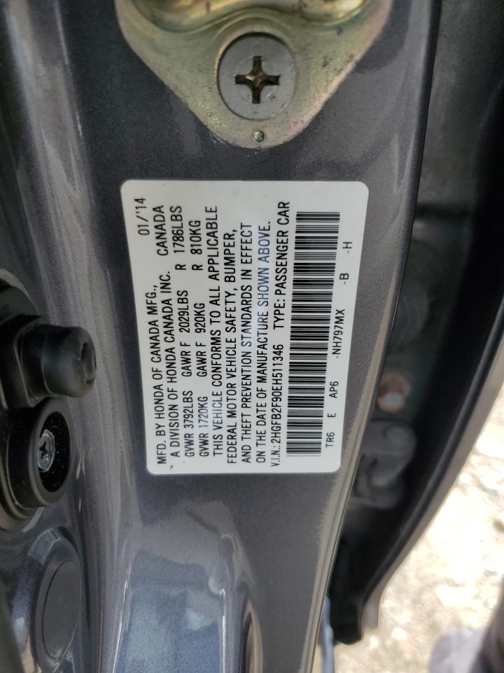 2HGFB2F90EH511346 2014 Honda Civic Exl