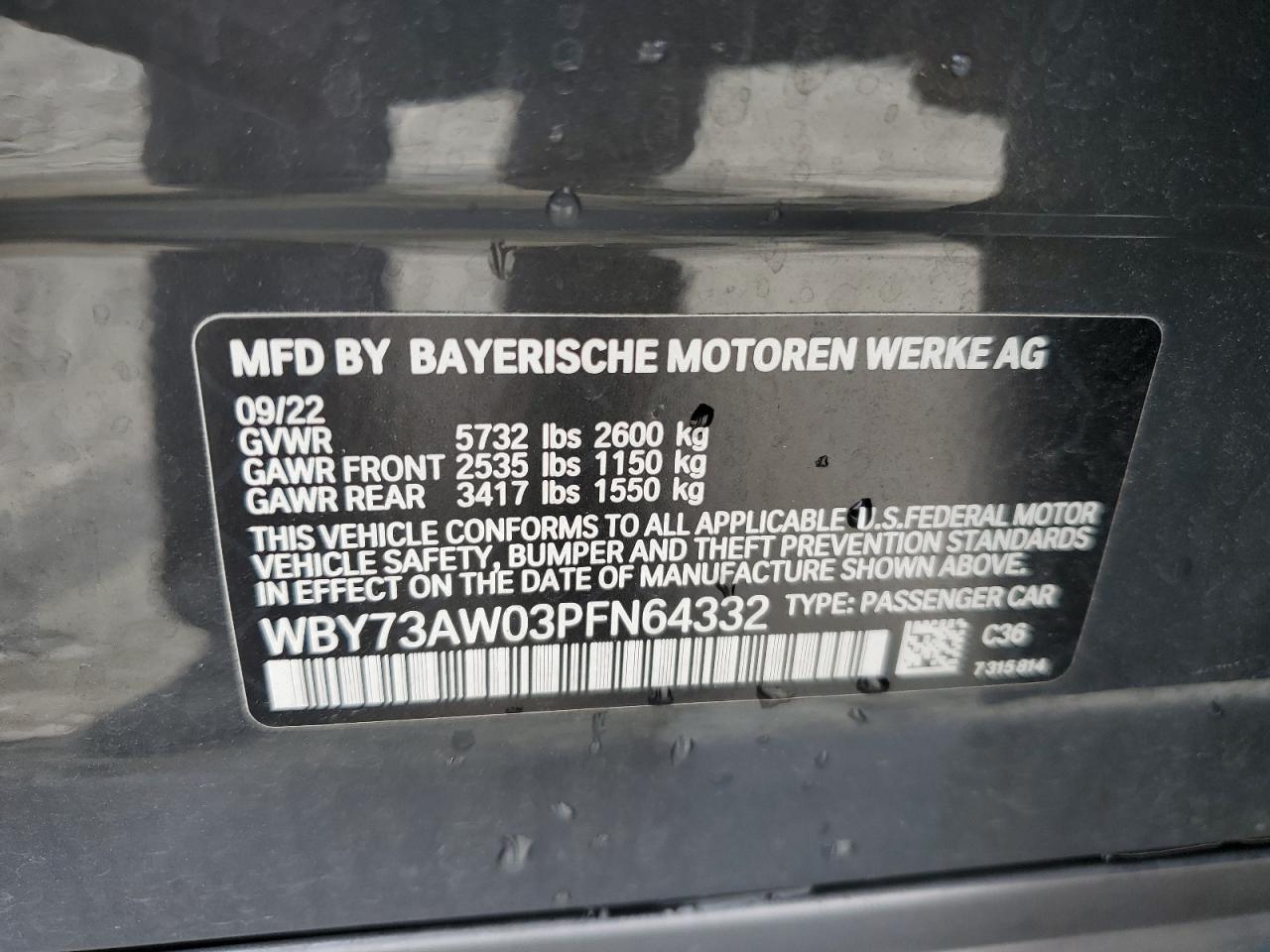 WBY73AW03PFN64332 2023 BMW I4 Edrive 40