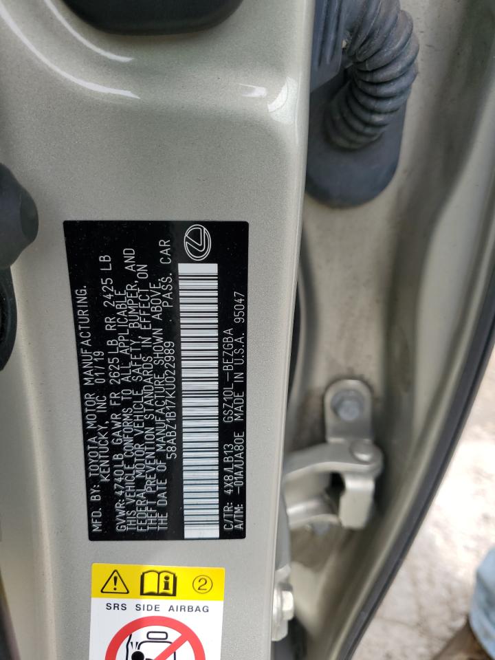 58ABZ1B17KU022989 2019 Lexus Es 350