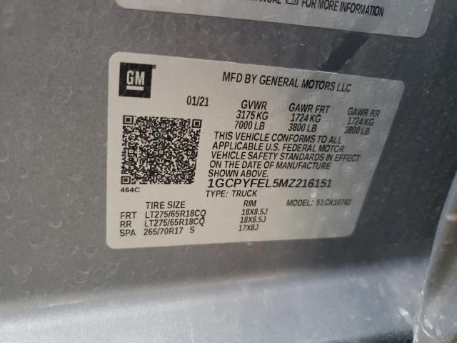2021 Chevrolet Silverado K1500 Lt Trail Boss VIN: 1GCPYFEL5MZ216151 Lot: 55219594