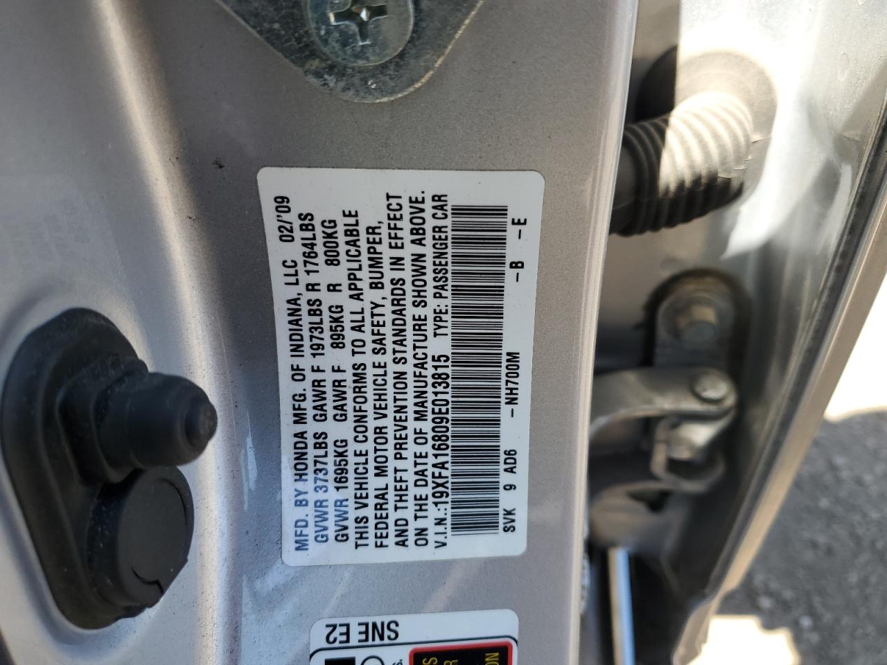 19XFA16809E013815 2009 Honda Civic Ex