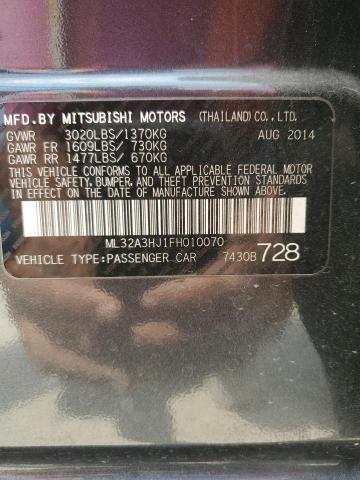 2015 Mitsubishi Mirage De VIN: ML32A3HJ1FH010070 Lot: 54471044