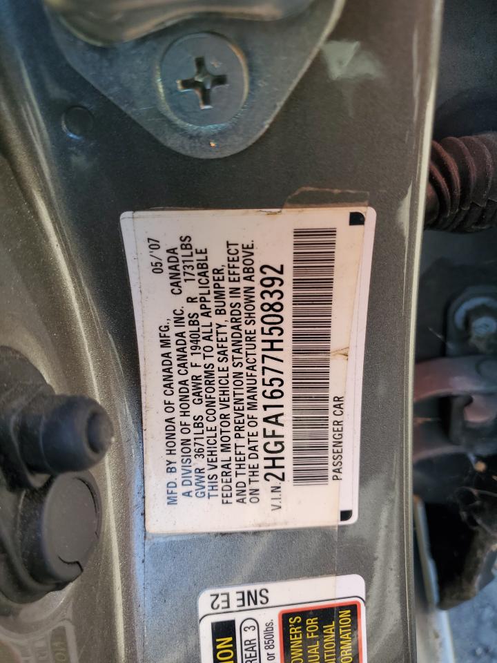 2HGFA16577H508392 2007 Honda Civic Lx