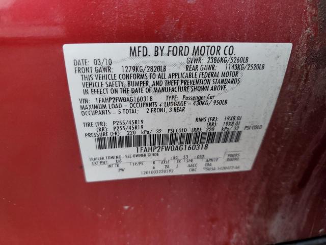 2010 Ford Taurus Limited VIN: 1FAHP2FW0AG160318 Lot: 53539604