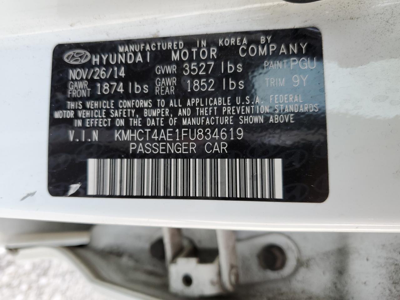 KMHCT4AE1FU834619 2015 Hyundai Accent Gls