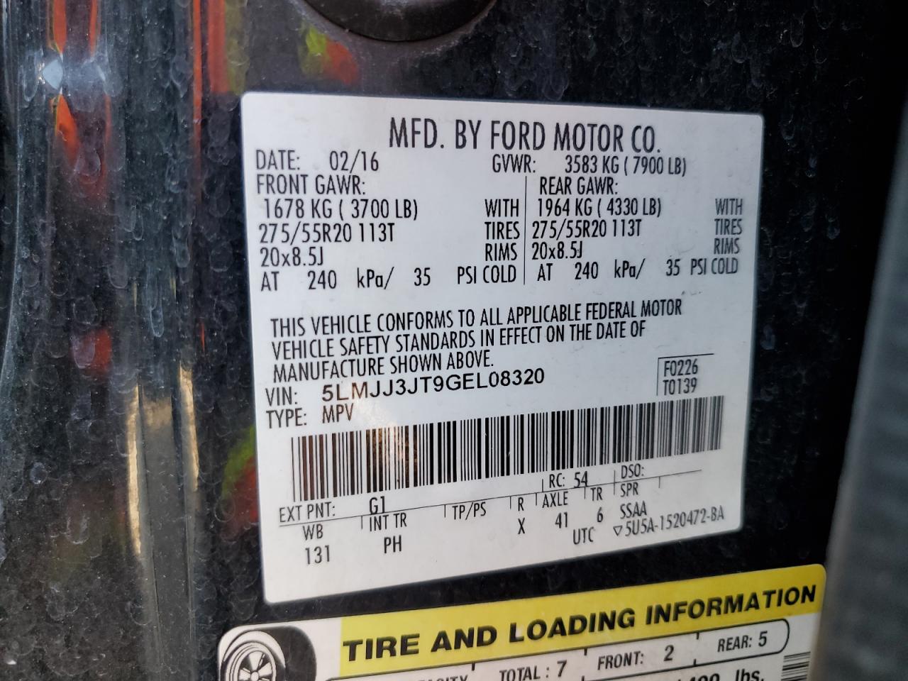 5LMJJ3JT9GEL08320 2016 Lincoln Navigator L Select