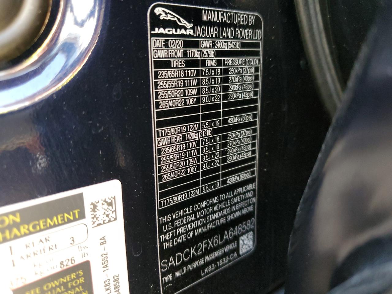 SADCK2FX6LA648582 2020 Jaguar F-Pace Prestige