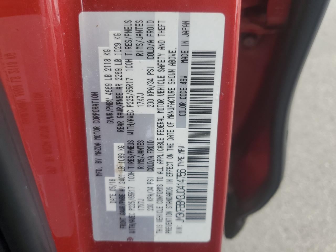 JM3KFBBM3J0414756 2018 Mazda Cx-5 Sport