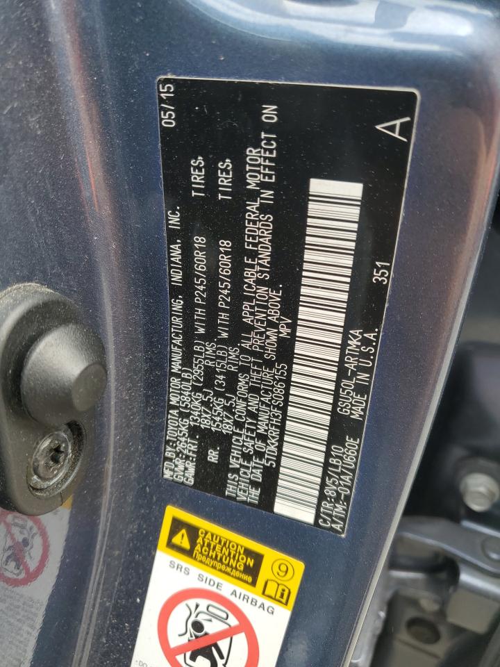 5TDKKRFH3FS086155 2015 Toyota Highlander Xle