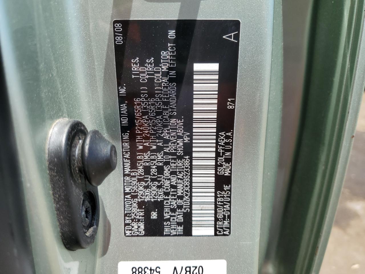 5TDZK23C89S233864 2009 Toyota Sienna Ce