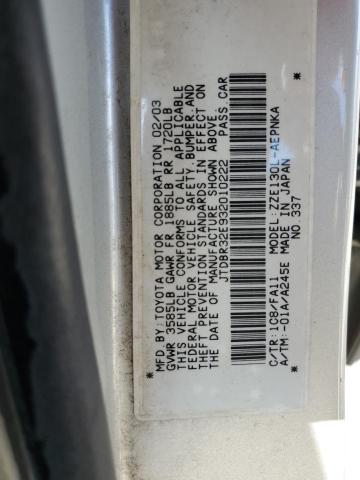 2003 Toyota Corolla Ce VIN: JTDBR32E932010222 Lot: 54076224