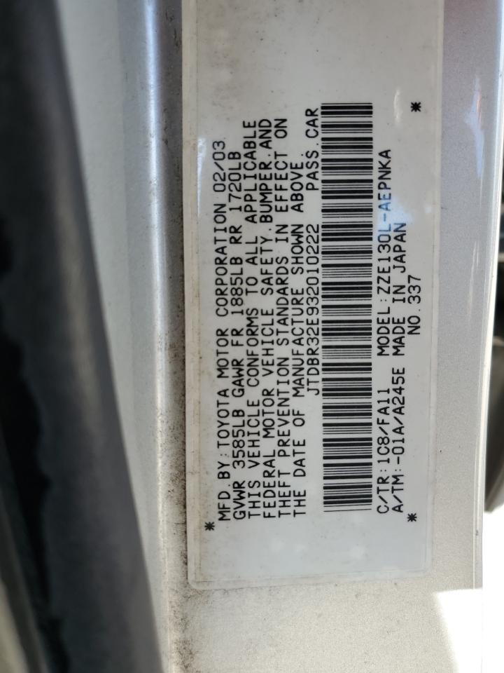 JTDBR32E932010222 2003 Toyota Corolla Ce