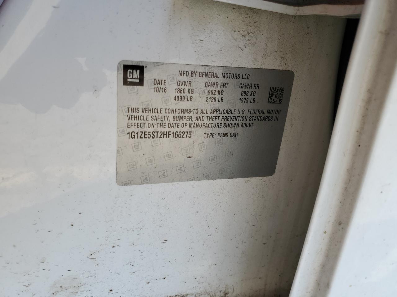 1G1ZE5ST2HF166275 2017 Chevrolet Malibu Lt