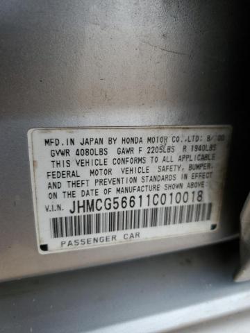 2001 Honda Accord Ex VIN: JHMCG56611C010018 Lot: 55169894